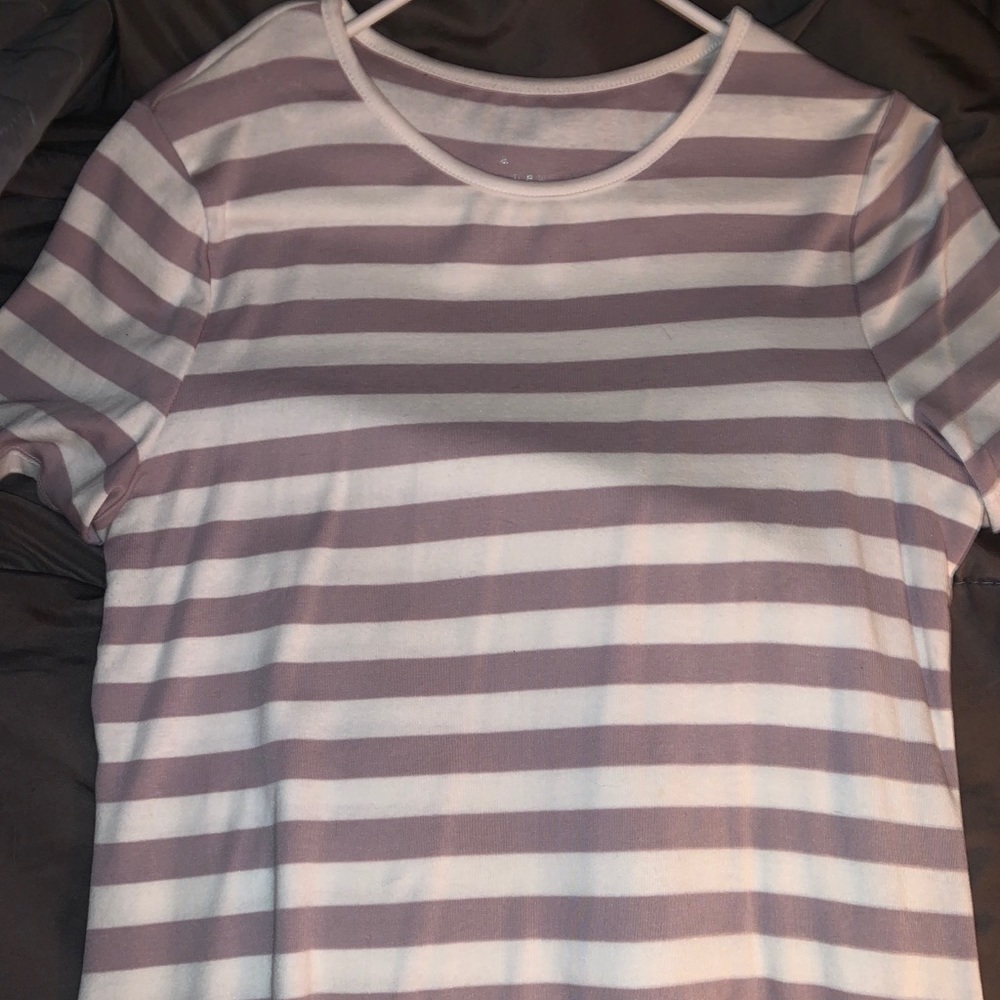 Purple/Mauve and White Striped T-Shirt